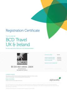 BCD Travel Certificate ISO14001