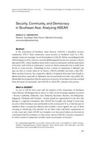 Asia / Hanoi Plan of Action / Treaty of Amity and Cooperation in Southeast Asia / The ASEAN Way / Security community / ASEAN Community / ASEAN Summit / International relations / Organizations associated with the Association of Southeast Asian Nations / Association of Southeast Asian Nations