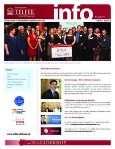 TELFER SCHOOL OF MANAGEMENT ALUMNI INFO BULLETIN	  info bulletin Fall 2012  Volume 14