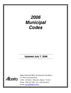 2006 Municipal Codes Updated July 7, 2006