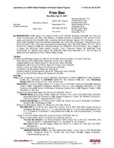 equineline.com 40DP Edited Pedigree with Beyer Speed Figures[removed]:44:10 EST Free Bee Bay Mare; Apr 27, 2007
