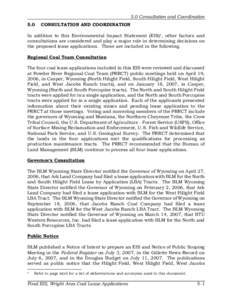 5.0 Consultation and Coordination 5.0 CONSULTATION AND COORDINATION  In addition to this Environmental Impact Statement (EIS)1, other factors and