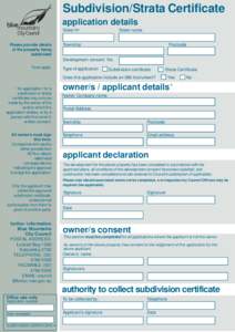 Subdivision Strata Certificate