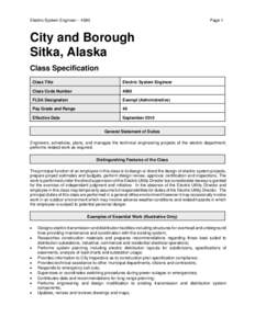 Electric System Engineer – 4080  Page 1 City and Borough Sitka, Alaska