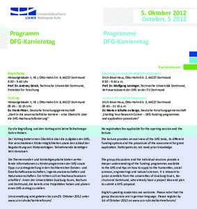 5. Oktober 2012 October, Programm DFG-Karrieretag  Programme