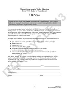 Missouri Department of Higher Education Form C106 - Letter of Commitment 13  K-12 Partner