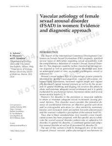 Urodinamica 14: 94-98, [removed]Urodinamica 14: 94-98, 2004) ©2004, Editrice Kurtis. Vascular aetiology of female sexual arousal disorder