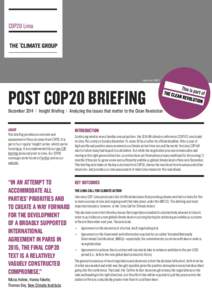 1  insight briefing | DECEMBER 2014 COP20 Lima