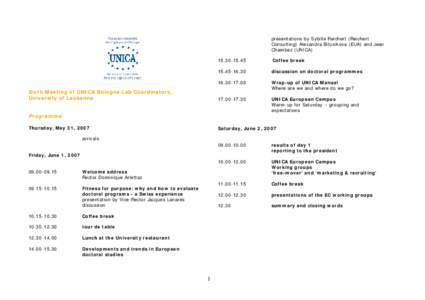 Second Meeting of UNICA Bologna Lab Coordinators, University of Vienna