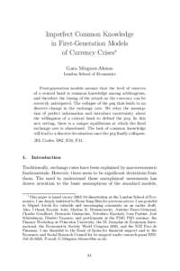 Imperfect Common Knowledge in First-Generation Models of Currency Crises