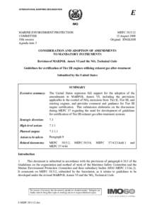 Consideration and Adoption of Amendments to Manatory Instruments: Revision of MARPOL Annex VI and the NOx Technical Code - Guidelines for certification of Tier III engines utilizing exhaust gas after-treatment