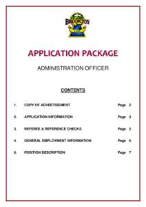 APPLICATION PACKAGE ADMINISTRATION OFFICER CONTENTS 1.