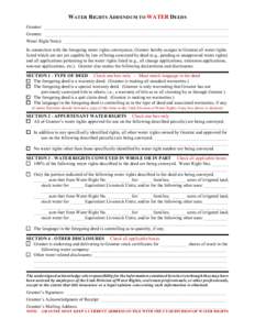 WATER RIGHTS ADDENDUM TO WATER DEEDS Grantor: ________________________________________________________________________________ Grantee: ________________________________________________________________________________ Wat