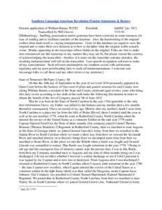 Southern Campaign American Revolution Pension Statements & Rosters Pension application of William Barnes W2585 Elizabeth fn60SC [sic, NC] Transcribed by Will Graves[removed]