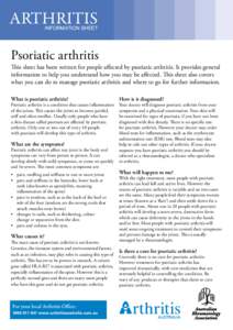 ARTHRITIS  INFORMATION SHEET ARTHRITIS