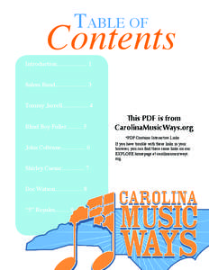 Table of  Contents Introduction..................... 1 Salem Band...................... 3