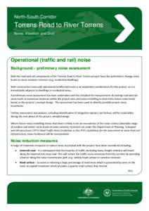 North-South Corridor  Torrens Road to River Torrens Noise, Vibration and Dust  Operational (traffic and rail) noise