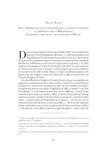 Olivier Beaud De l’importance de la publicité dans le délit d’offense au président de la République. L’exemple ambivalent des offenses à Pétain  D