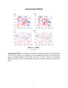 Supplementary Material  Supplementary Figure 1: A comparison of the P-wave perturbation models at 20-km depth (top row) and 400-km (bottom row) obtained by using the approaches presented in the manuscript (a and c), and 