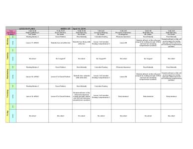 LESSON PLANS  1:00-2:00 Corrective Reading 5th Grade