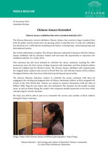 MEDIA RELEASE  10 December 2014 Immediate Release  Chinese Anzacs Extended