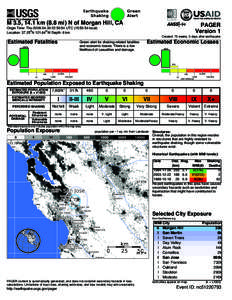 Green Alert Earthquake Shaking M 3.5, 14.1 km (8.8 mi) N of Morgan Hill, CA