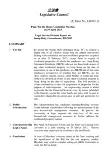 立法會 Legislative Council LC Paper No. LS40[removed]Paper for the House Committee Meeting on 19 April 2013 Legal Service Division Report on