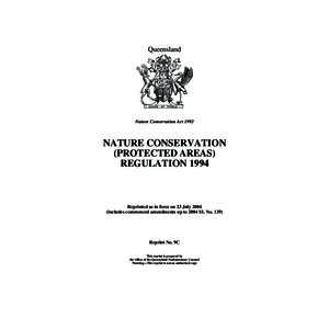 Queensland  Nature Conservation Act 1992 NATURE CONSERVATION (PROTECTED AREAS)