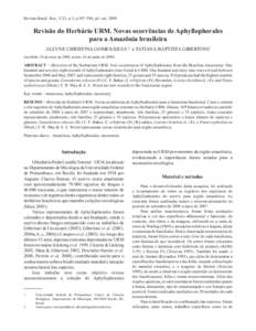 Revista Brasil. Bot., V.32, n.3, p, jul.-setRevisão do Herbário URM. Novas ocorrências de Aphyllophorales para a Amazônia brasileira ALLYNE CHRISTINA GOMES-SILVA1,2 e TATIANA BAPTISTA GIBERTONI1 (rece