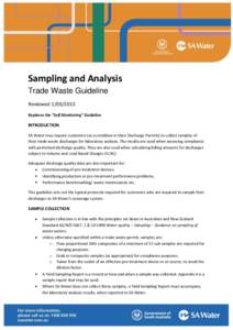 Sampling and Analysis Trade Waste Guideline ReviewedReplaces the “Self Monitoring” Guideline  INTRODUCTION