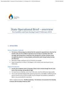 State Operational Brief - Overview for Fire and Heatwave[removed]February[removed][removed]docx  FSC[removed]State Operational Brief – overview For bushfire and heat during 8 and 9 February 2014