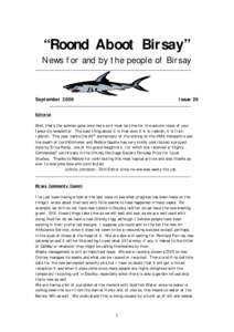 “Roond Aboot Birsay” News for and by the people of Birsay SeptemberIssue 29