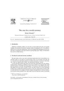 Journal of Policy Modeling[removed]–475  The case for a world currency