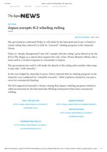   転職 Japan accepts ICJ whaling ruling | The Japan Times