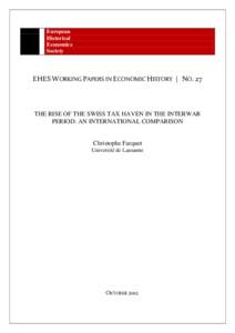 European Historical Economics Society  EHES WORKING PAPERS IN ECONOMIC HISTORY | NO. 27