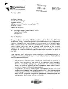 Letter containing the Petition for Technical Impracticability Waiver