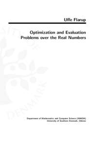 Uffe Flarup Optimization and Evaluation Problems over the Real Numbers Department of Mathematics and Computer Science (IMADA) University of Southern Denmark, Odense