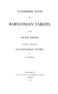 CUNEIFORM TEXTS FROM BABYLONIAN TABLETS IN THE
