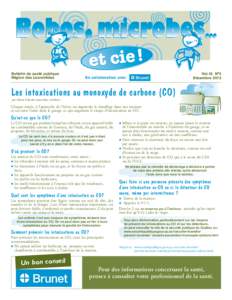 Bulletin de santé publique Région des Laurentides En collaboration avec  Les intoxications au monoxyde de carbone (CO)