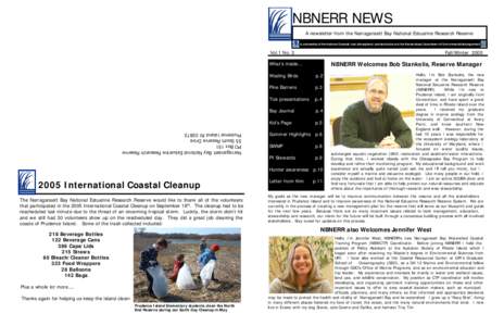 NBNERR NEWS A newsletter from the Narragansett Bay National Estuarine Research Reserve Vol.1 No. 3  Fall/Winter 2005