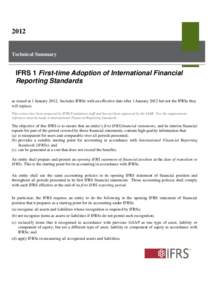 2012  Technical Summary IFRS 1 First-time Adoption of International Financial Reporting Standards