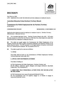 [2013] FWC[removed]DECISION Fair Work Act 2009 s[removed]Application for an order that industrial action by employees or employers stop etc.