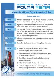 International Polar Day - Above the Poles 4 December[removed]Who: