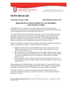 Microsoft Word - NAN news release needs assessment feb3.09 FINAL FORMATTED