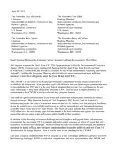 Microsoft Word - NACWA WEF STAKEHOLDER FY16 APPROPRIATIONS SUPPORT LETTER - final.docx