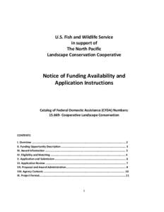 U.S. Fish and Wildlife Service in support of The North Pacific Landscape Conservation Cooperative  Notice of Funding Availability and