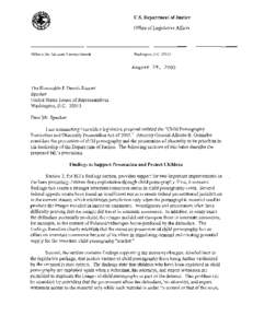[removed]Ltrs transmitting DOJ Legislative Proposal re Child Pornography Prevention and Obscenity Prosecution Act