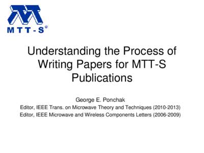 Understanding the Process of Writing Papers for MTT-S Journals