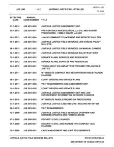 JJB LOG  JJB[removed]JUVENILE JUSTICE BULLETIN LOG