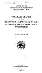 Corporate Charter of the Skokomish Indian Tribe of the Skokomish Indian Reservation